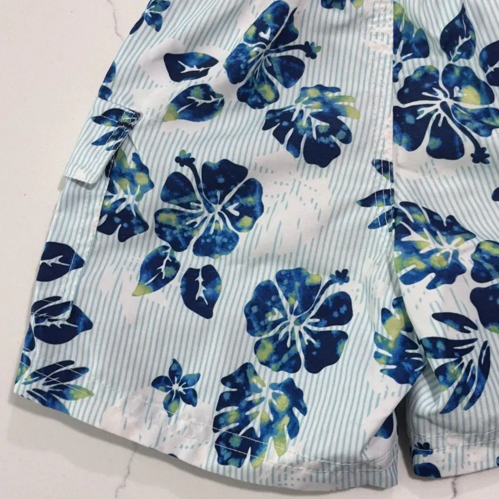 Carter’s Infant Boys Blue Tropical Floral Swim Shorts Trunks 9 Months Hawaiian